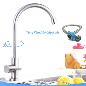 Vòi Nước Rửa Chén Lạnh Inox 304 Kèm Dây Cấp Nước