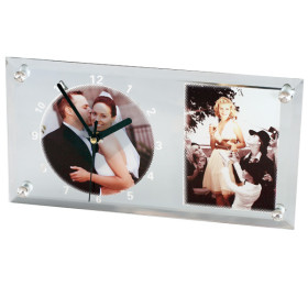 In Hình Lên Thuỷ Tinh Đồng Hồ Để Bàn 16x30cm